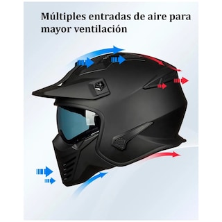 Foto 7 | Foto 7 | Casco Para Moto Modular Ilm 726x Negro Mate Moteros