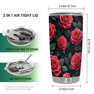 Foto 2 | Foto 2 | Taza De Café Travel Tumbler Oasisdream De 600 Ml Con Estampado De Rosas - Venta Internacional.