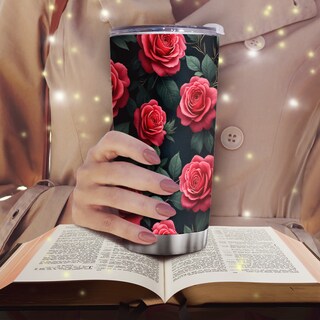 Foto 6 | Foto 6 | Taza De Café Travel Tumbler Oasisdream De 600 Ml Con Estampado De Rosas - Venta Internacional.