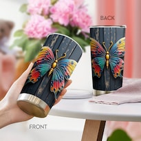 Taza De Café Travel Tumbler Oasisdream De 600 Ml Con Estampado De Mariposas - Venta Internacional.