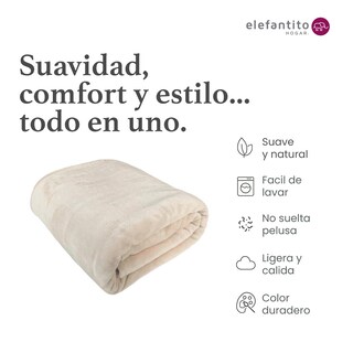 Foto 5 | Foto 5 | Cobertor Ligero Matrimonial Elefantito Hogar Color Crema Liso Ultrasuave