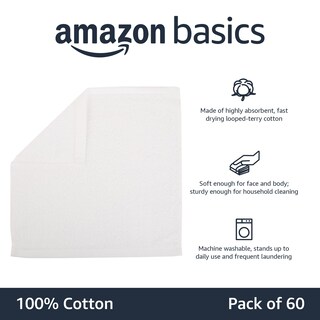 Foto 2 | Foto 2 | Toallas de Baño Amazon Basics 60 Piezas-Venta Internacional