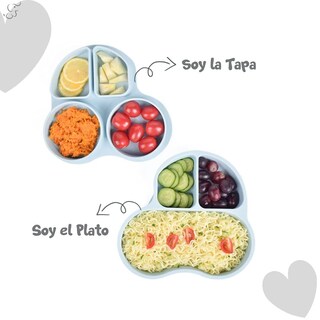 Foto 5 | Foto 5 | Plato Con Divisiones Papu Baby Azul Marino De Silicón Con Succión Para Bebés 2 Piezas