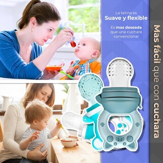 Foto 7 | Foto 7 | Chupón Para Fruta Y Papilla Sweet Baby Azul Blanco Celeste Con Seguro Y Tapa Dibujos Animados Libre