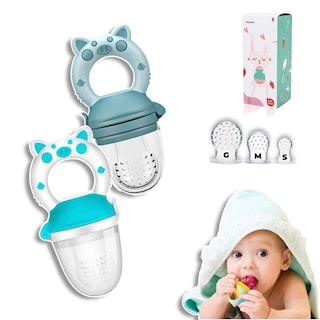 Foto 1 | Foto 1 | Chupones Alimentadores Para Frutas Y Papillas Con Tapa Libre De Bpa Dibujos Animados 4m+ 2 Piezas