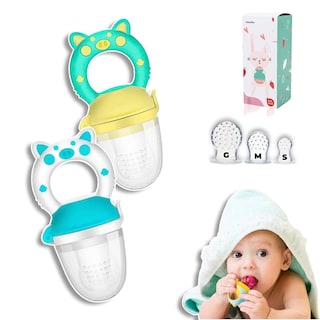 Foto 1 | Foto 1 | Chupones Alimentadores Para Frutas Y Papillas Con Tapa Libre De Bpa Dibujos Animados 4m+ 2 Piezas