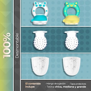 Foto 5 | Foto 5 | Chupones Alimentadores Para Frutas Y Papillas Con Tapa Libre De Bpa Dibujos Animados 4m+ 2 Piezas