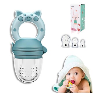 Foto 1 | Foto 1 | Chupón Para Fruta Y Papilla Libre De Bpa Con Seguro Y Tapa Dibujos Animados Azul