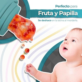 Foto 5 | Foto 5 | Chupón Para Fruta Y Papilla Libre De Bpa Con Seguro Y Tapa Dibujos Animados Azul