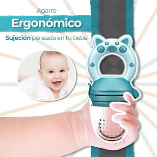 Foto 6 | Foto 6 | Chupón Para Fruta Y Papilla Libre De Bpa Con Seguro Y Tapa Dibujos Animados Azul