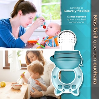 Foto 8 | Foto 8 | Chupón Para Fruta Y Papilla Libre De Bpa Con Seguro Y Tapa Dibujos Animados Azul