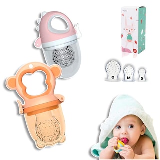 Foto 1 | Foto 1 | Chupones Alimentadores Para Frutas Y Papillas Con Tapa Libre De Bpa Dibujos Animados 4m+ 2 Piezas