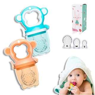 Foto 1 | Foto 1 | Chupones Alimentadores Para Frutas Y Papillas Con Tapa Libre De Bpa Dibujos Animados 4m+ 2 Piezas