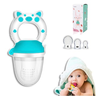 Foto 1 | Foto 1 | Chupón Para Fruta Y Papilla Con Seguro Y Tapa Dibujos Animados Azul Blanco Libre De Bpa