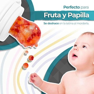 Foto 5 | Foto 5 | Chupón Para Fruta Y Papilla Con Seguro Y Tapa Dibujos Animados Azul Blanco Libre De Bpa