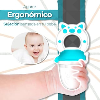 Foto 6 | Foto 6 | Chupón Para Fruta Y Papilla Con Seguro Y Tapa Dibujos Animados Azul Blanco Libre De Bpa