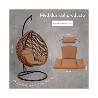 Foto 1 | Foto 1 | Columpio Jardin Exterior Tipo Huevo Con Cojines Jardimex