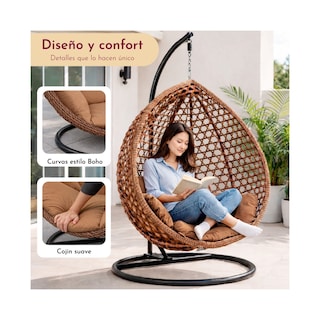 Foto 4 | Foto 4 | Columpio Jardin Exterior Tipo Huevo Con Cojines Jardimex