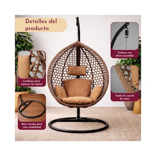 Foto 6 | Foto 6 | Columpio Jardin Exterior Tipo Huevo Con Cojines Jardimex