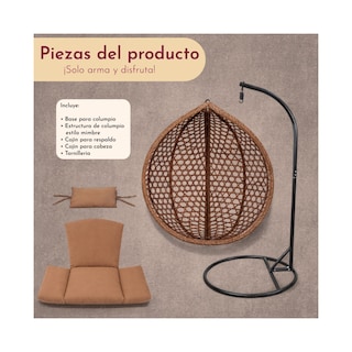 Foto 7 | Foto 7 | Columpio Jardin Exterior Tipo Huevo Con Cojines Jardimex