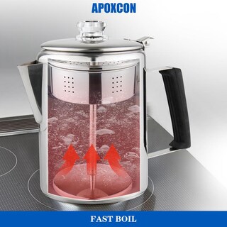 Foto 4 | Foto 4 | Cafetera Apoxcon Plata De Acero Inoxidable Con Pomos De Vidrio Borosilicato Para Estufa Y Camping 9