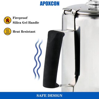 Foto 5 | Foto 5 | Cafetera Apoxcon Plata De Acero Inoxidable Con Pomos De Vidrio Borosilicato Para Estufa Y Camping 9