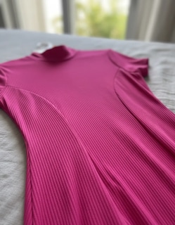 Foto 5 | Foto 5 | Vestido Casual Cuello Alto Rib Manga Corta Para Dama Genérica Modelo 66003 Color Fiusha Talla Ch