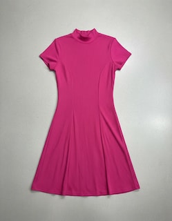 Foto 6 | Foto 6 | Vestido Casual Cuello Alto Rib Manga Corta Para Dama Genérica Modelo 66003 Color Fiusha Talla Ch