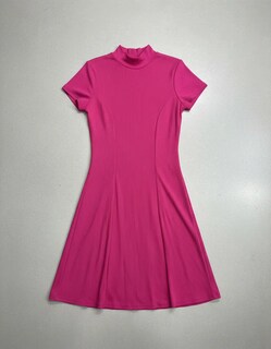 Foto 6 | Foto 6 | Vestido Casual Cuello Alto Rib Manga Corta Para Dama Genérica Modelo 66003 Color Fiusha Talla Ch