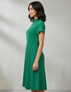 Foto 2 | Foto 2 | Vestido Casual Cuello Alto Rib Manga Corta Para Dama Genérica Modelo 66003 Color Verde Talla Ch