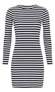 Foto 6 | Foto 6 | Vestido Casual De Dama Rib Rayas Manga Larga Rayas Moderno Genérica Modelo 60001 Color Blanco/negro Talla Ch