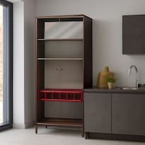 Vitrina Moderna Mdf Detalles En Rojo Ideal Para Sala Negocios