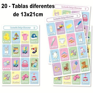Foto 3 | Foto 3 | Juego De Loteria Baby Shower Impreso En Español Para 20 Jugadoras - 20 Tablas Y Barajas