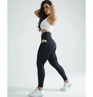 Foto 4 | Foto 4 | Leggins Lab.g Deportivos Dama De Licra Con Bolsa Celular Gym Negro Talla G