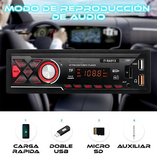 Foto 6 | Foto 6 | Estéreo De Auto Estéreo Coche Reproductor Mp3 Radio Con Fm Bluetooth5.0 Aux 2usb Estereo Auto 4 Modos De Reproduccion De Musica