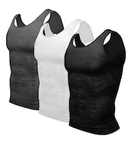 Kit 3pzs Playeras Faja Lab.g Reductora Moldeadora Para Hombre Negro/blanco/gristalla Xl