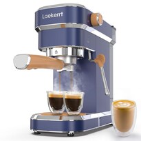 Cafetera Espresso Laekerrt Azul Marino Acero Inoxidable Con Vaporizador De Leche Para Amantes Del Ca