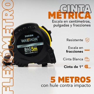 Foto 7 | Foto 7 | Flexómetro Walkon Blanco Hule Contra Impacto 5 Metros