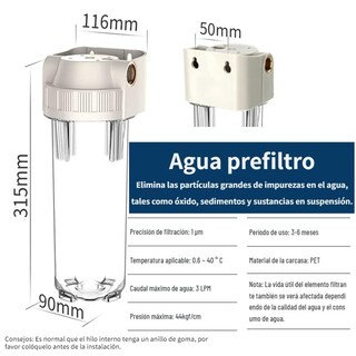 Foto 4 | Foto 4 | Purificador De Agua Prefiltro Con Filtro De Sedimentos 10 Pulgadas Repuestos Para Hogar Grifo Pozo