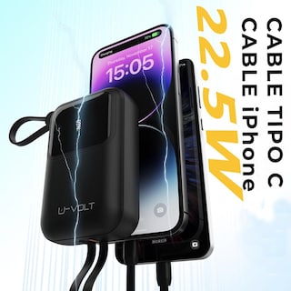 Foto 6 | Foto 6 | Power Bank Celularte U-volt 10 000 Mah Negro Con Cables Integrados Y Carga Rápida 22.5w Para Iphone