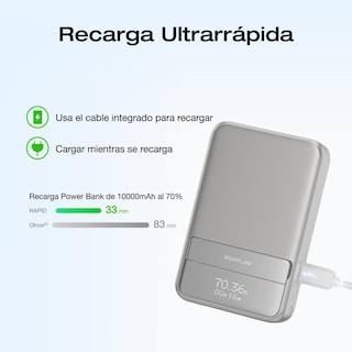 Foto 8 | Foto 8 | Power Bank Ef Ecoflow Negro De Carga Rápida 10000mah Y Cargador Inalámbrico Magnético