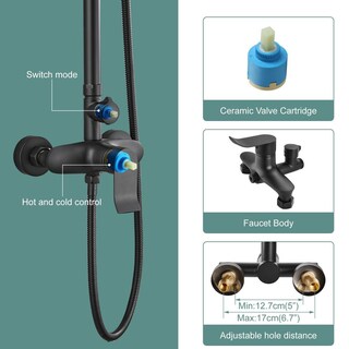 Foto 7 | Foto 7 | Sistema De Ducha Heyalan Negro Mate Doble Función Con Cabezal De Lluvia Cuadrado Giratorio Y Juego C