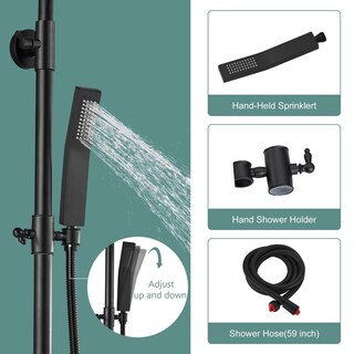 Foto 8 | Foto 8 | Sistema De Ducha Heyalan Negro Mate Doble Función Con Cabezal De Lluvia Cuadrado Giratorio Y Juego C