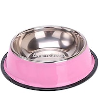 Plato De Acero Inoxidable El Perro Inglés Rosa Excelente Calidad Para Mascotas