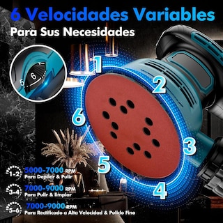 Foto 5 | Foto 5 | Pulidora Orbital Lostrain 5 Pulgadas Velocidad Variable Para Auto Madera Y Piso