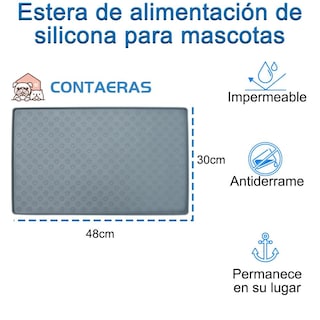 Foto 7 | Foto 7 | Tapete De Silicona Contaeras Gris Antidesbordamiento Para Mascotas Pequeñas Medianas Y Grandes