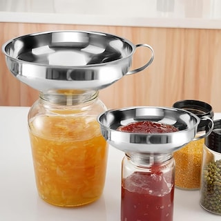 Foto 2 | Foto 2 | Juego De Embudos Acero Inoxidable Boca Ancha Grado Alimenticio Con Asa Para Conservas En Cocina