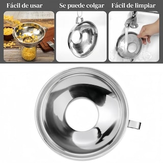 Foto 5 | Foto 5 | Juego De Embudos Acero Inoxidable Boca Ancha Grado Alimenticio Con Asa Para Conservas En Cocina