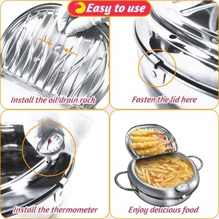 Foto 3 | Foto 3 | Freidora Profunda Khtd Acero Inoxidable Estilo Japonés Con Termómetro Y Escurridor