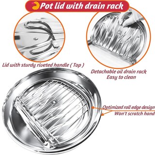 Foto 4 | Foto 4 | Freidora Profunda Khtd Acero Inoxidable Estilo Japonés Con Termómetro Y Escurridor